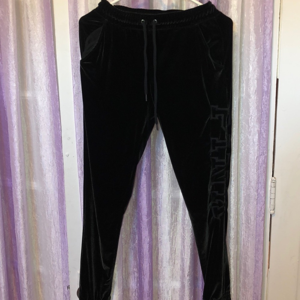 VS PINK Black Velvet Joggers